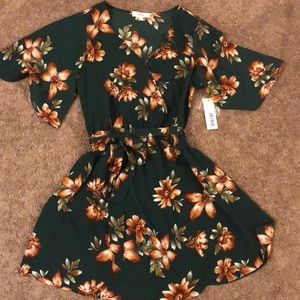 BRAND NEW hunter green floral dress